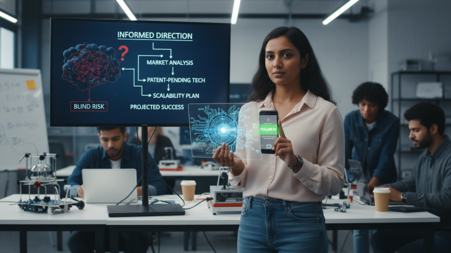 Entrepreneurial risk and leadership lessons drive success with clear direction.