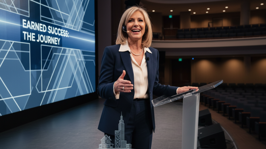 Barbara Corcoran confidently speaking during a professional interview.