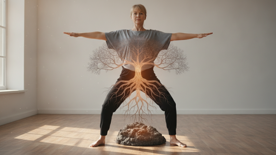 Middle-aged woman demonstrating core stability exercises for back pain after 50.