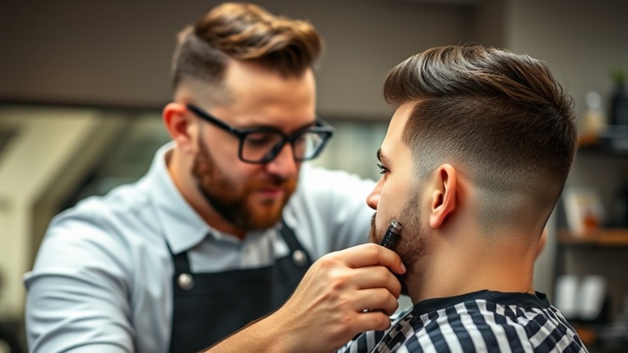 Professional man enjoying the best mens haircut in Sacramento with a sharp razor lineup.