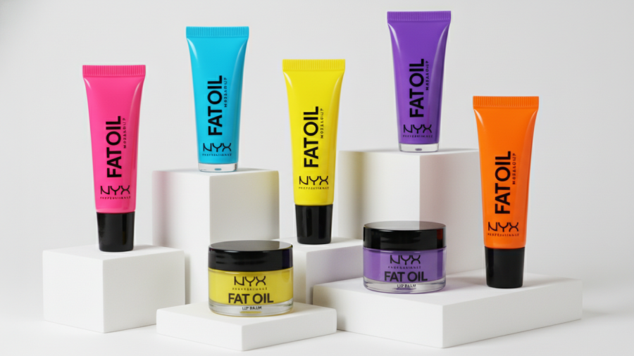 Vibrant NYX Fat Oil body care products showcasing avocado oil benefits in a clean spa-like display.