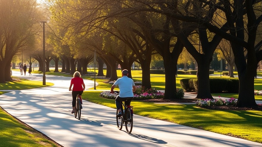 A couple biking in Sacramento's Land Park, embracing a protein-rich diet and active lifestyle.