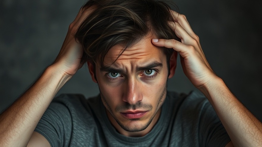 Stressed out person looking overwhelmed in a busy environment.