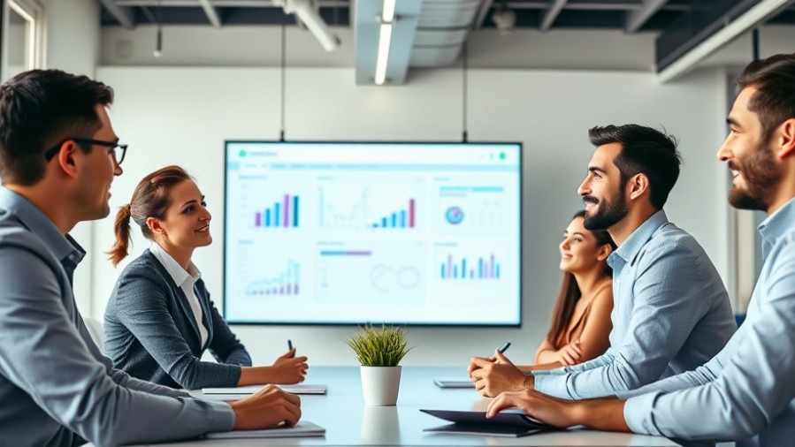 Team collaboration in a bright office showcasing AI search strategies with Large Language Models.