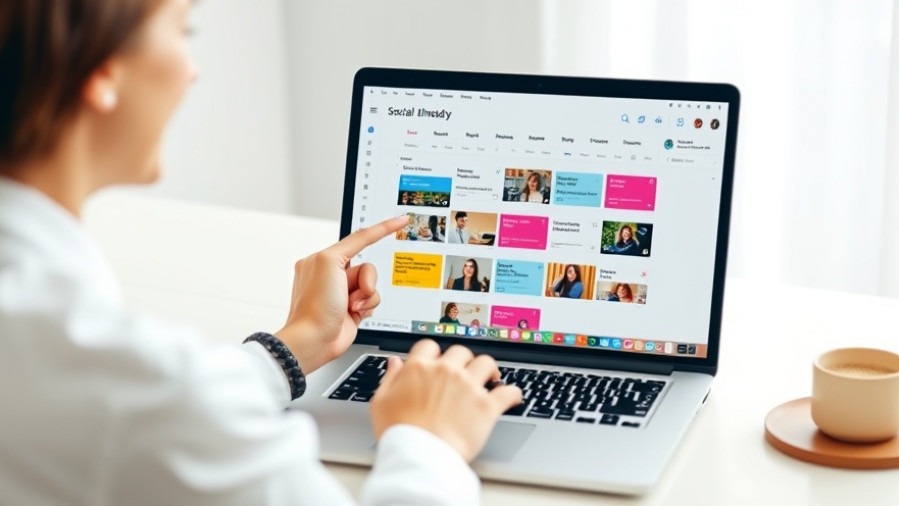 Bright workspace showcasing social media management tools with a colorful planner.