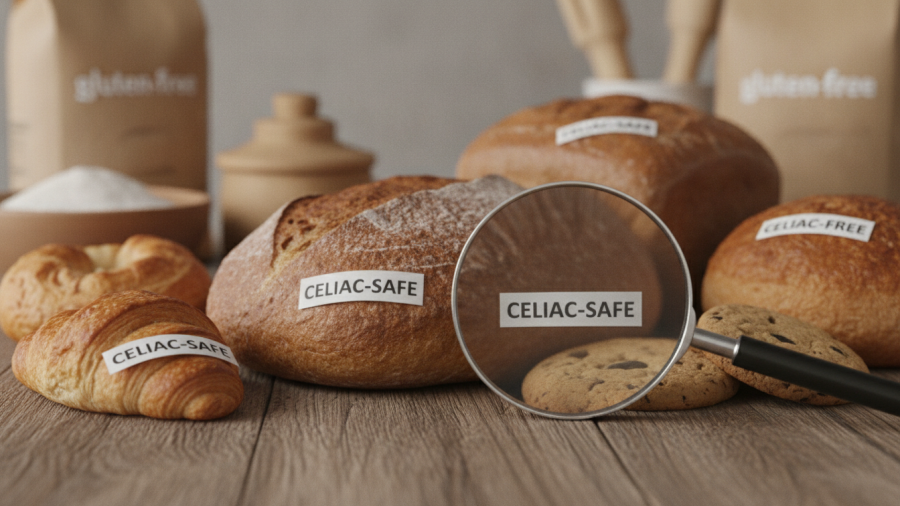 Celiac-safe vs gluten friendly choices illustrated with baked goods.