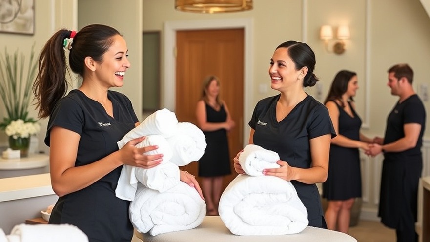 Spa employees enhancing transparent communication while creating a positive work environment.