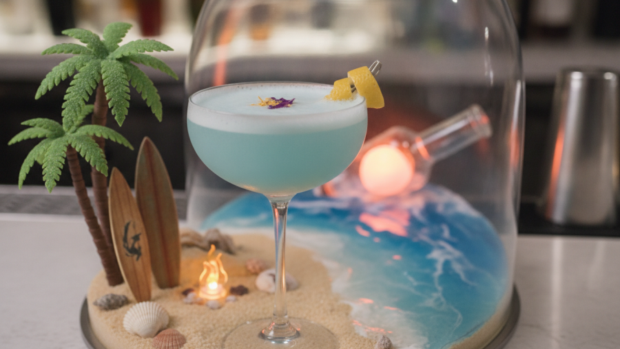 A vibrant cocktail, embodying the spirit of Day Tripper Sacramento's nightlife.