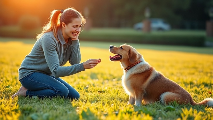 Joyful dog training methods in a warm, sunny field, showcasing effective bonding with pets.