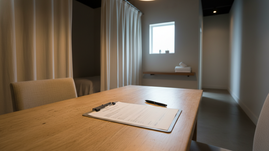 Consultation space in a massage spa, reflecting massage therapy standards in Keizer, Oregon.