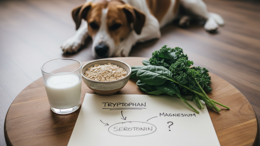 Natural calming solutions for pets featuring tryptophan benefits for dogs.