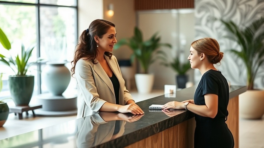 Reassuring spa leader fosters a positive mindset and supportive relationships at reception.