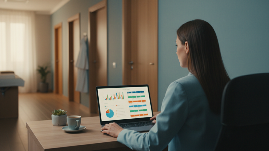 Spa manager analyzing business metrics vs. real client experience.