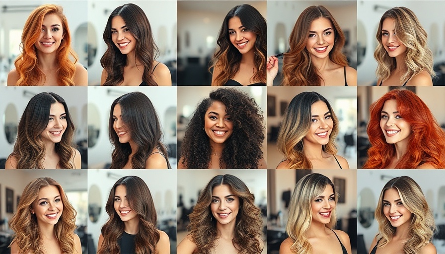 Diverse hairstyle collage in vibrant salon setting for salon marketing.