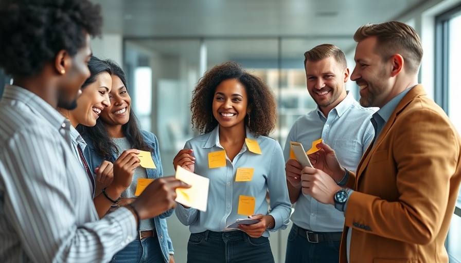 Diverse team planning with sticky notes in a modern office, succession planning.