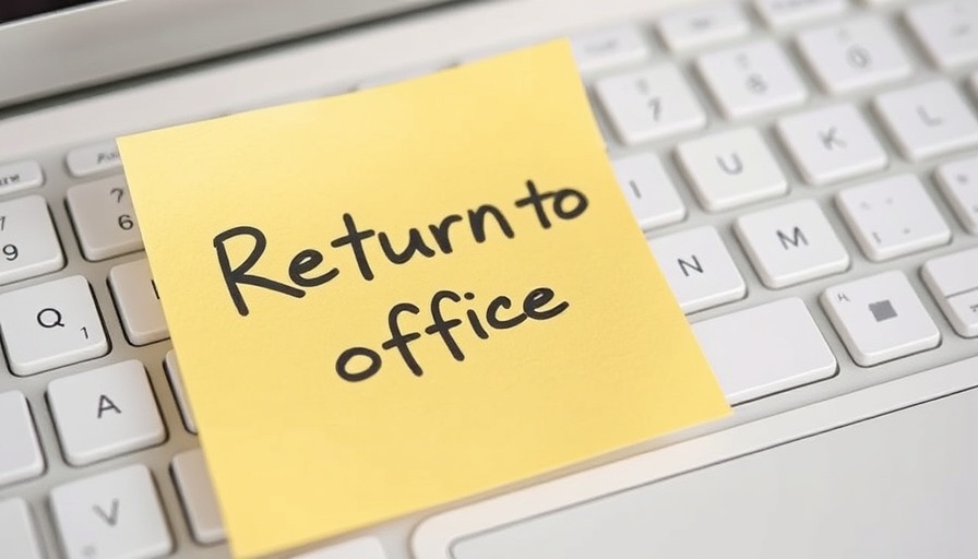 Return to the office note on keyboard, Amazon return-to-office concept.