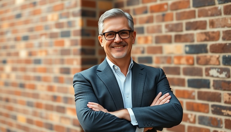 Middle-aged business professional in urban setting, spa business legacy.