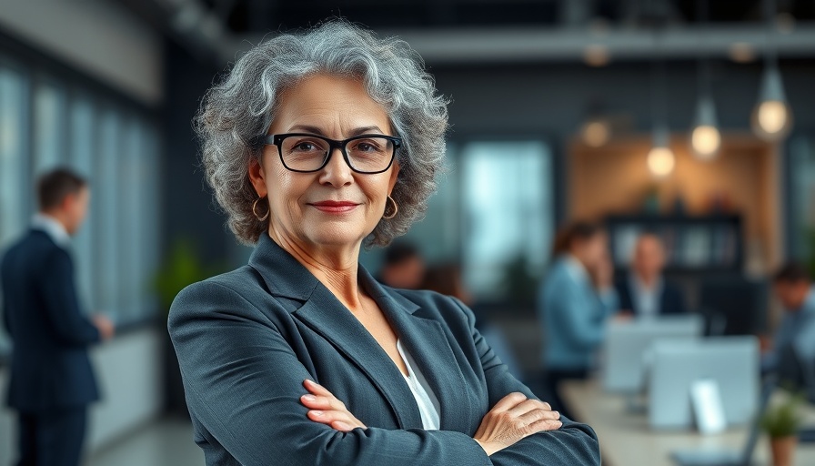 Confident older woman symbolizing spa business growth in modern office