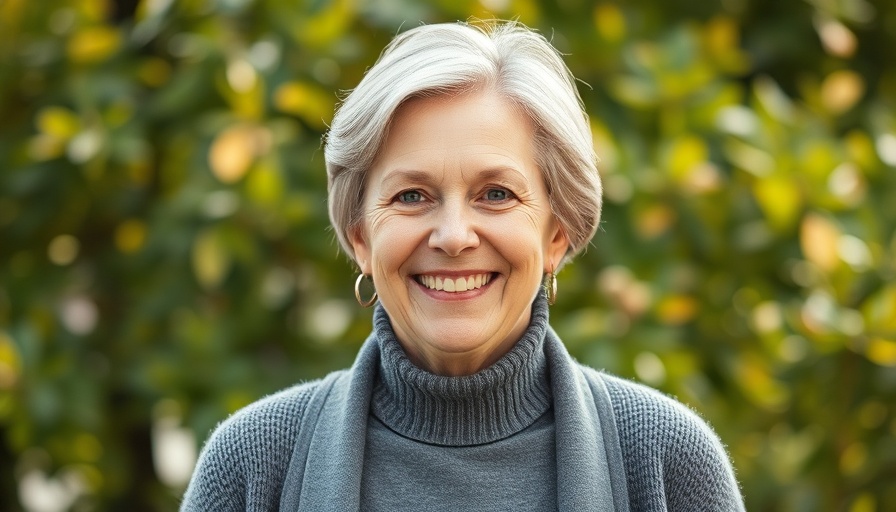 Mature woman smiling, business manipulation theme