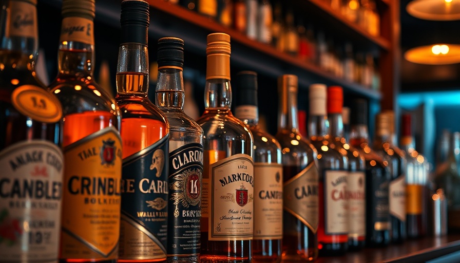 Liquor bottles on shelf highlighting alcohol risk in bar.