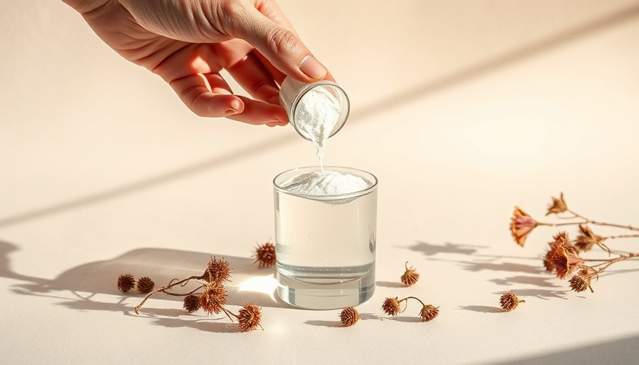 Hand pouring powder into water reflecting fitness trends.