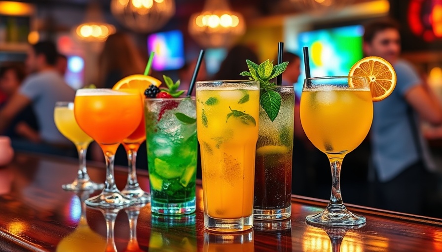Colorful mocktails on the bar counter, mocktail recipes party.