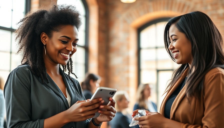 Two women networking at a local event, smiling and engaged.