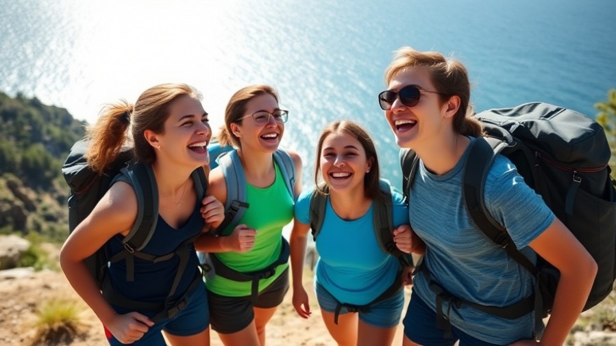Friends enjoying mobility training while hiking by Folsom Lake, embracing adventure.