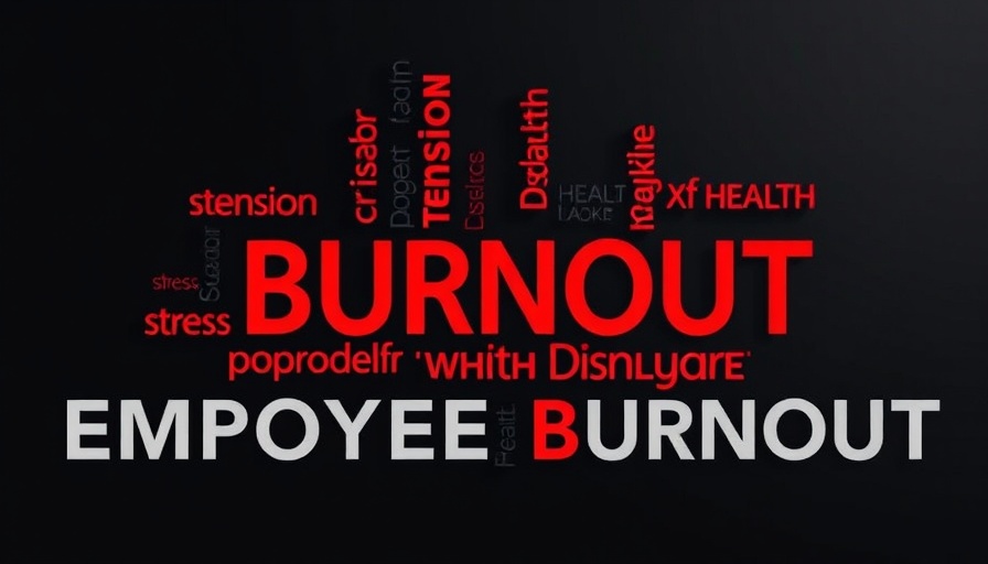 Word cloud featuring terms related to employee burnout.