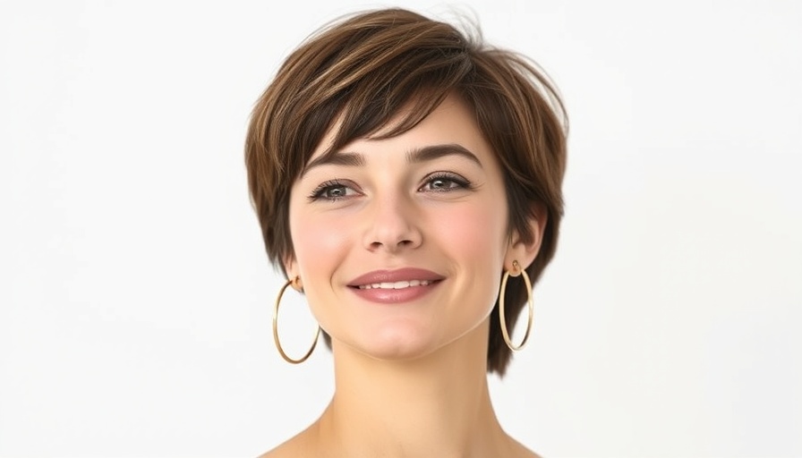 Young woman smiling gently with gold hoop earrings.