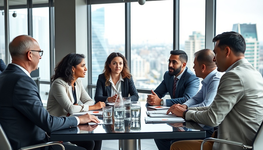 Diverse business team discussing culture add in a modern office.