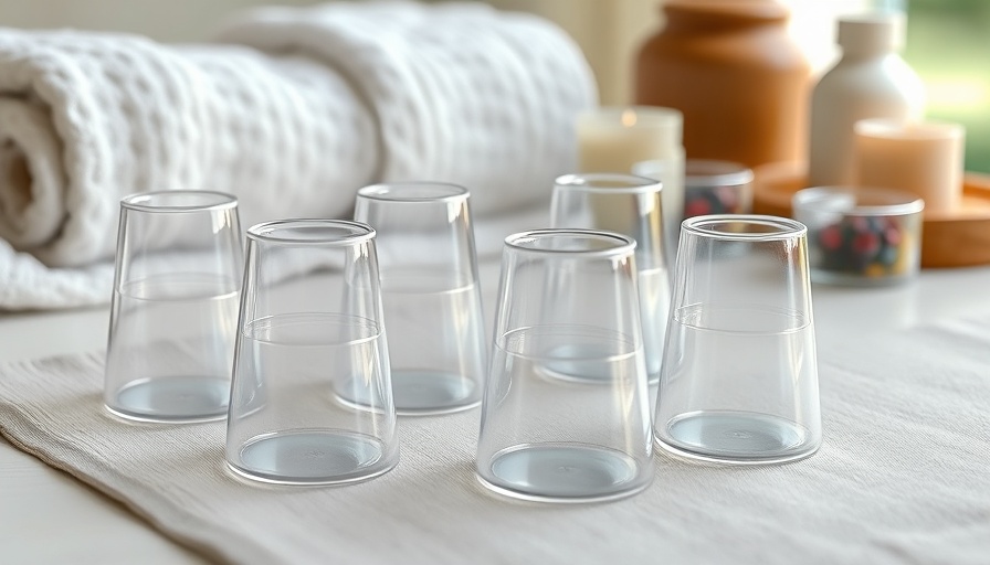 Transparent cupping therapy cups on table, massage setting.