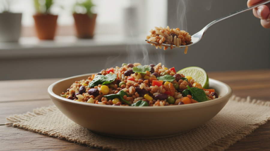 Enhance your healthy rice recipes with fiber-rich diets using beans and vegetables.