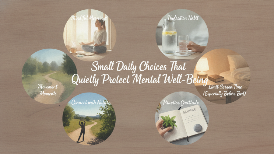 Small daily choices for self care and mental health improvement.