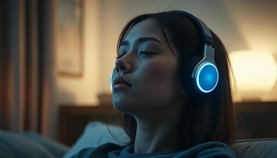 Young woman with advanced sound technology headphones relaxing