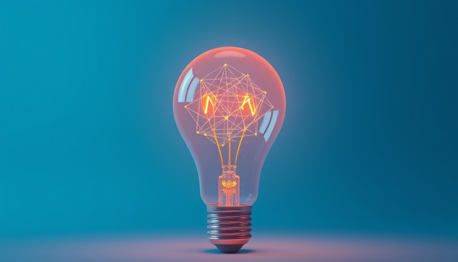 Innovative glowing light bulb with network design on blue backdrop.