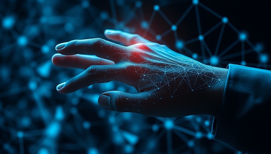 AI in business: Digital hand in a virtual network.
