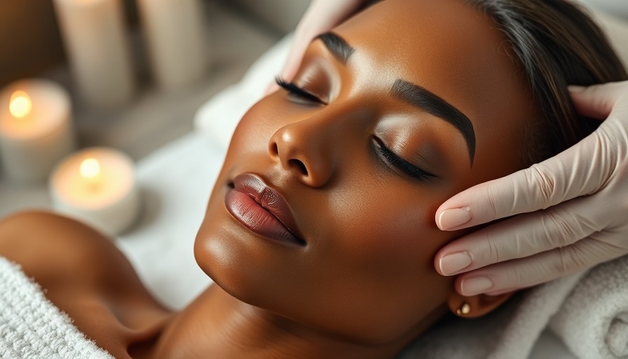 Serene spa facial treatment on melanin-rich skin with natural lighting.