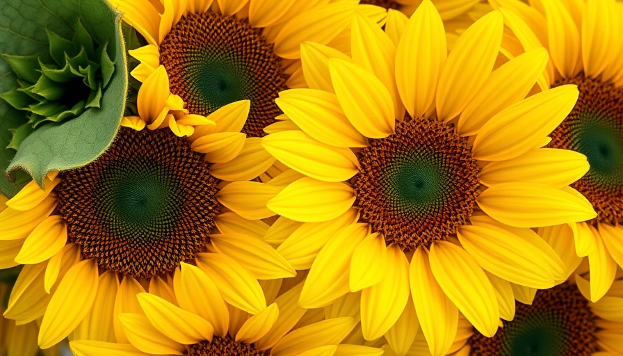 Vibrant sunflowers with yellow petals, macro shot.