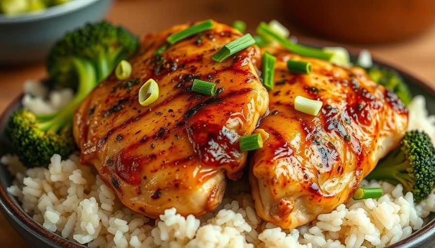 Delicious high-protein dinner of chicken and broccoli in a dish.