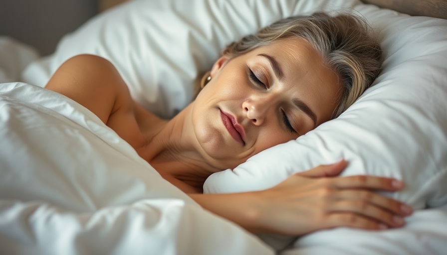 Middle-aged woman sleeping peacefully in bed, soft light.