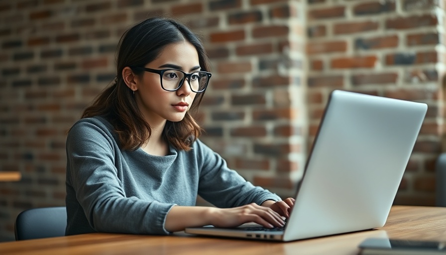 Young woman using laptop to reduce eye strain as per the 20-20-20 rule.