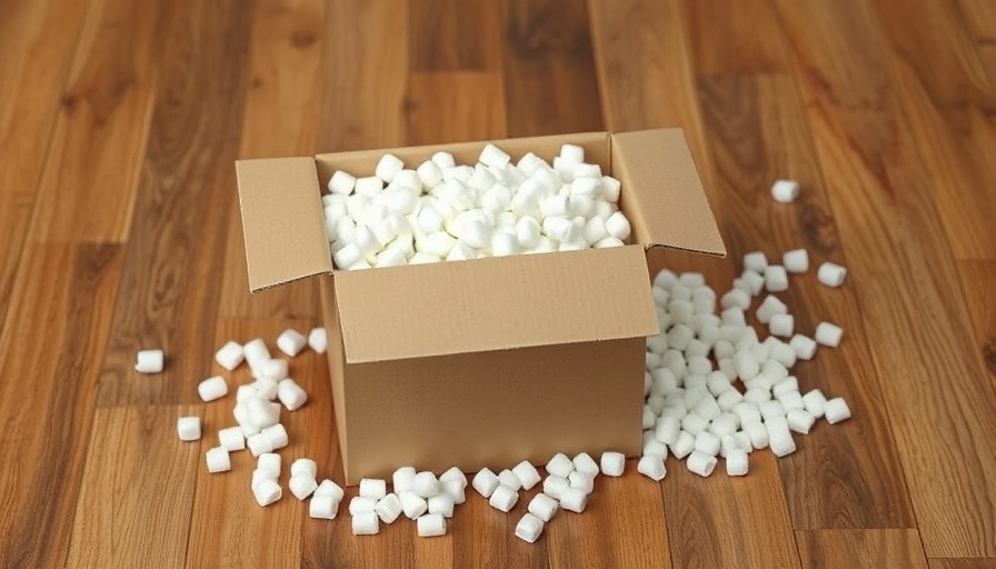 Cardboard box with Styrofoam peanuts on wooden floor, What is Styrofoam