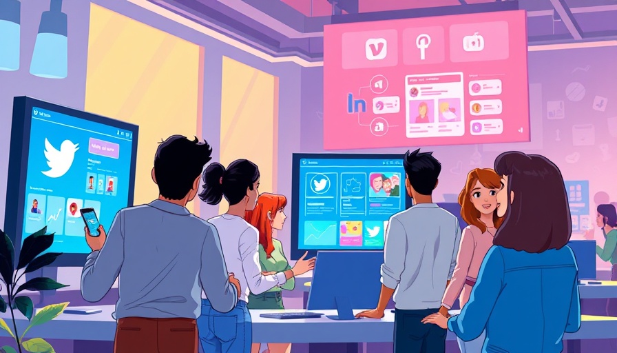 Futuristic digital illustration of influencer marketing concept