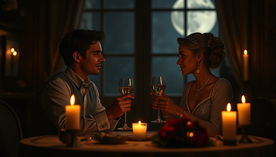 Vintage couple at candlelit table during Sacramento events in March.