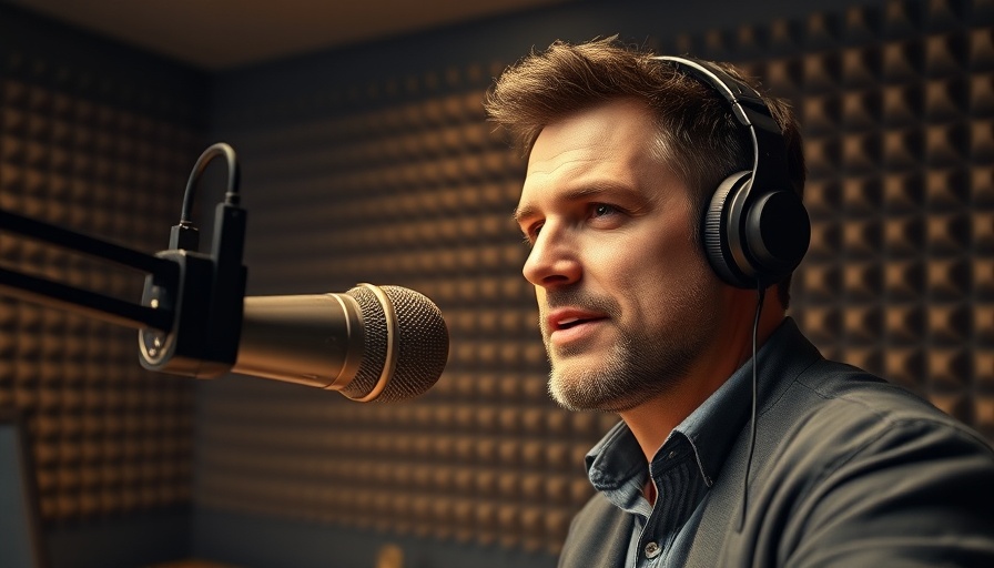 Confident man in radio studio discussing mindset shifts for spa owners.