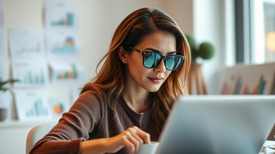 Woman in office analyzing data, showcasing AI workforce automation and business transformation.