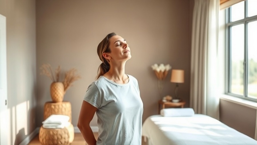 Spa leader practicing emotional well-being in a serene treatment room.