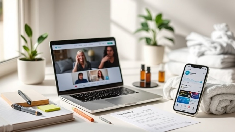 Modern workspace for wellness professionals showcasing digital growth tools.