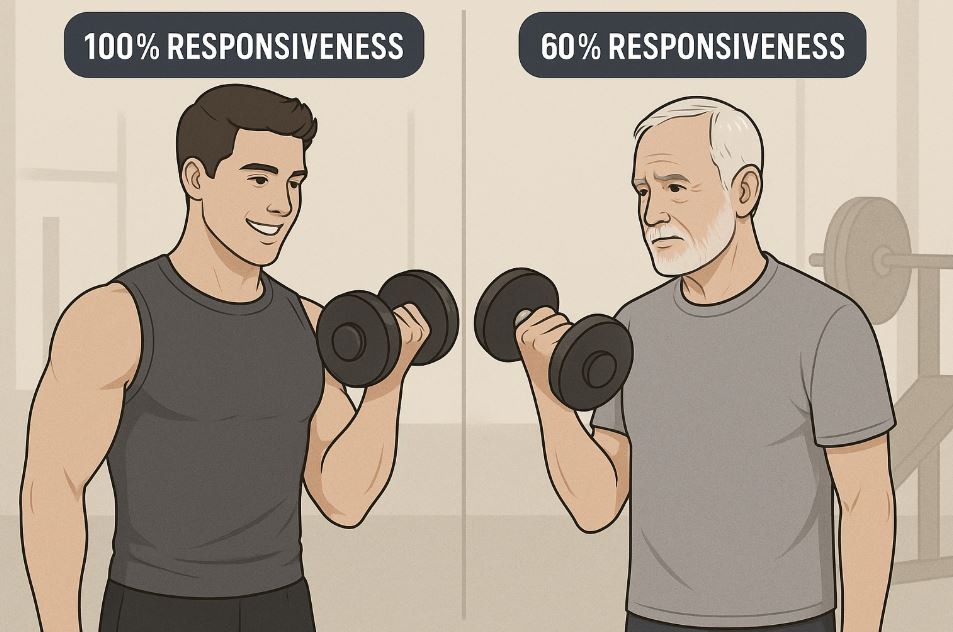 Comparison of muscle response to protein in young and older adults.
